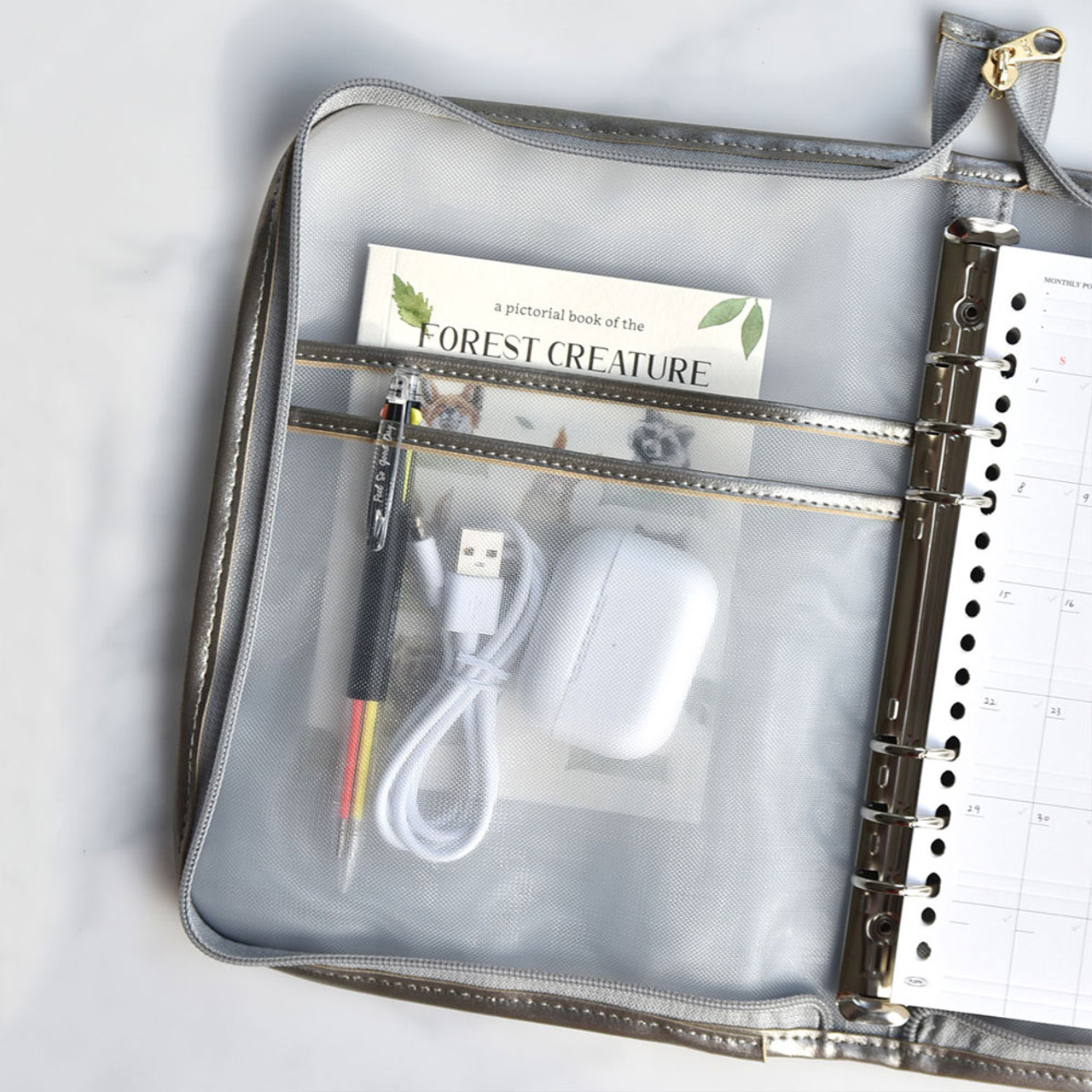 Play Obje Monoskin Mesh A5 Zipper 6-Ring Binder