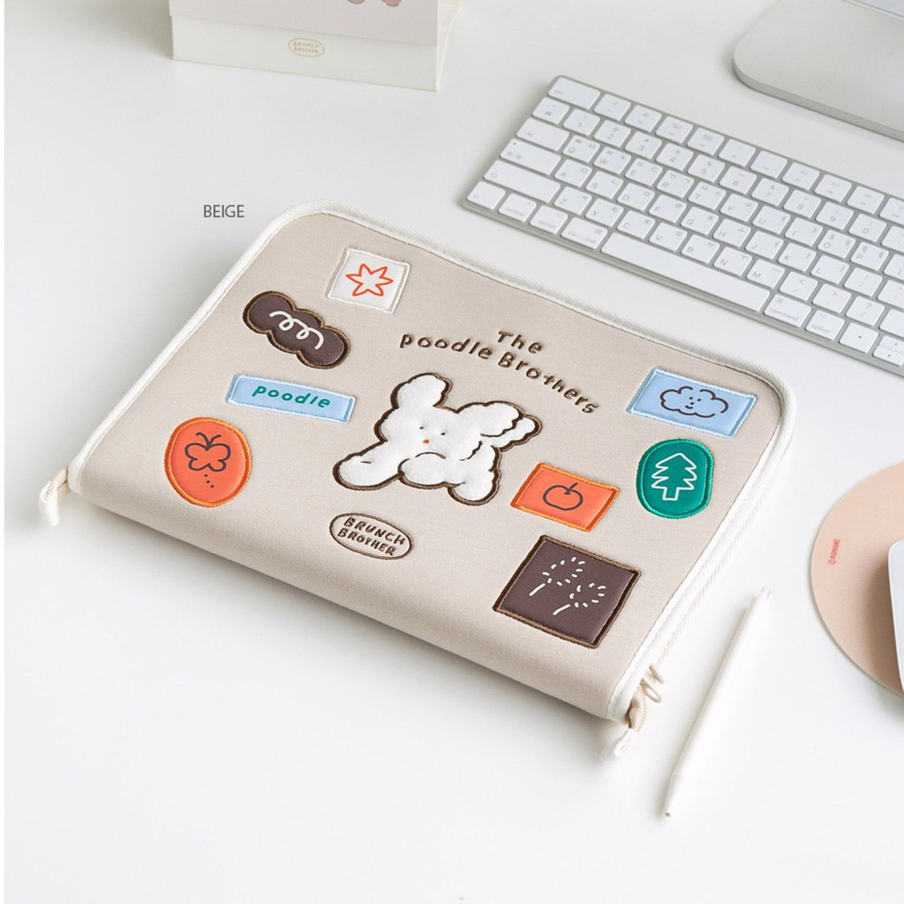 【ROMANE】Brunch Brother Poodle Open Laptop Pouch 15” ROMANE Poodle 13