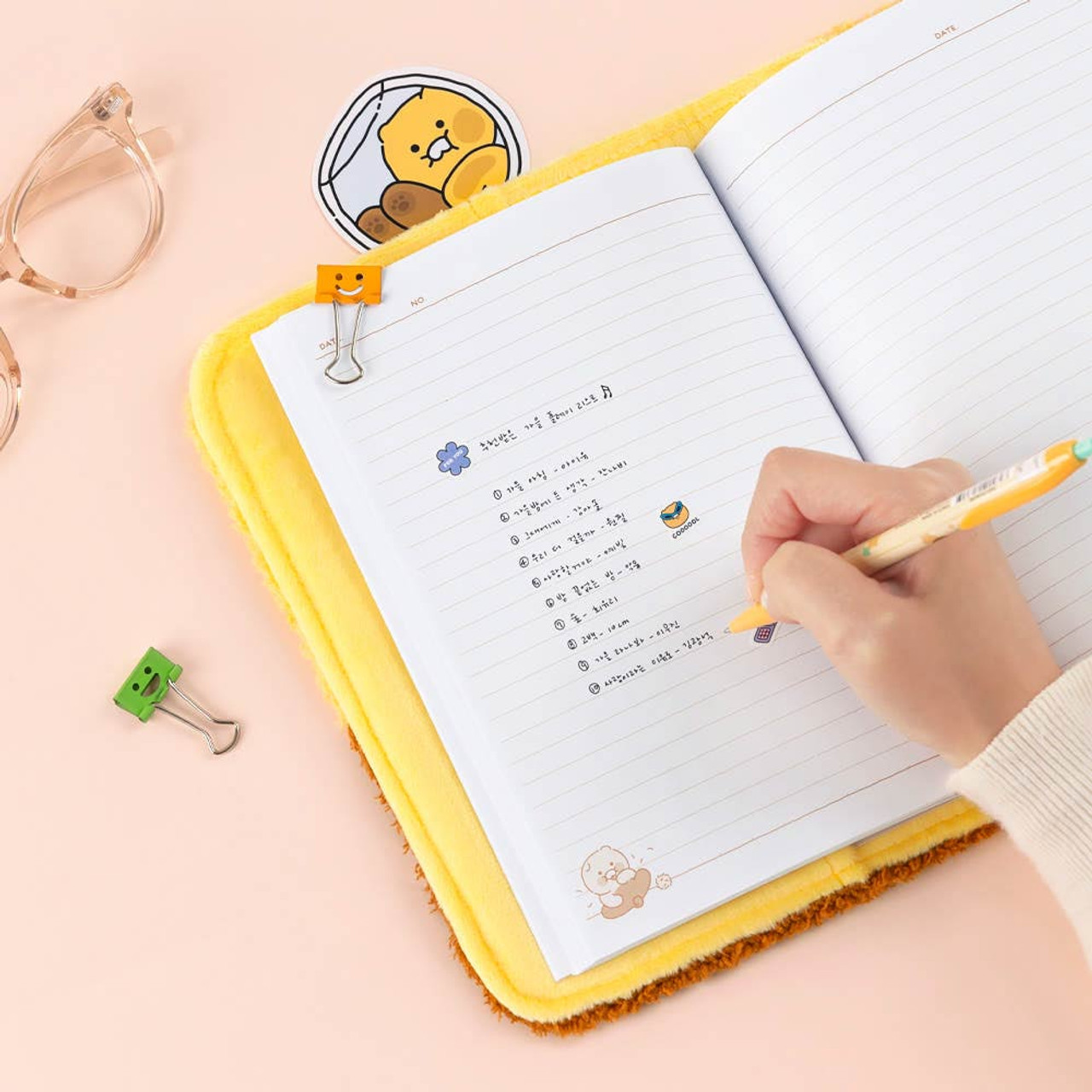 Kakao Friends Choonsik A5 Fabric Cover Lined Blank Notebook