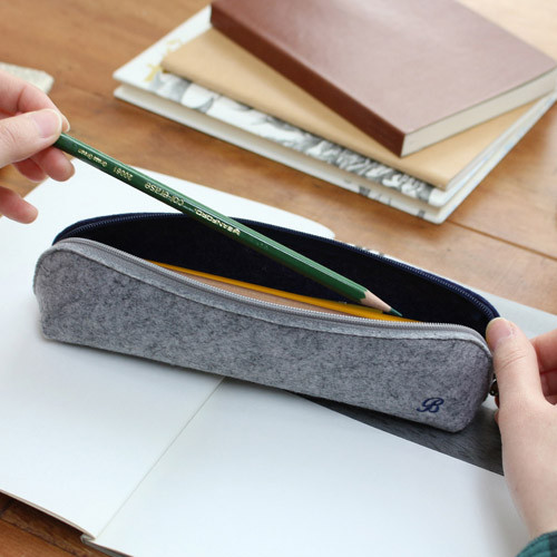 Indigo The Basic felt two tone color zipper pencil case - fallindesign