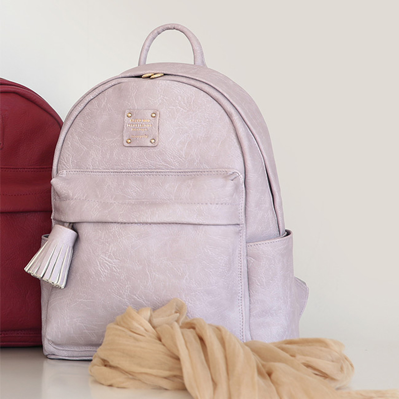 24FW★ SATUR ★DRAWSTRING MINI BACKPACK Piel Leather Small Drawstring Backpack 9821 Leather Backpack