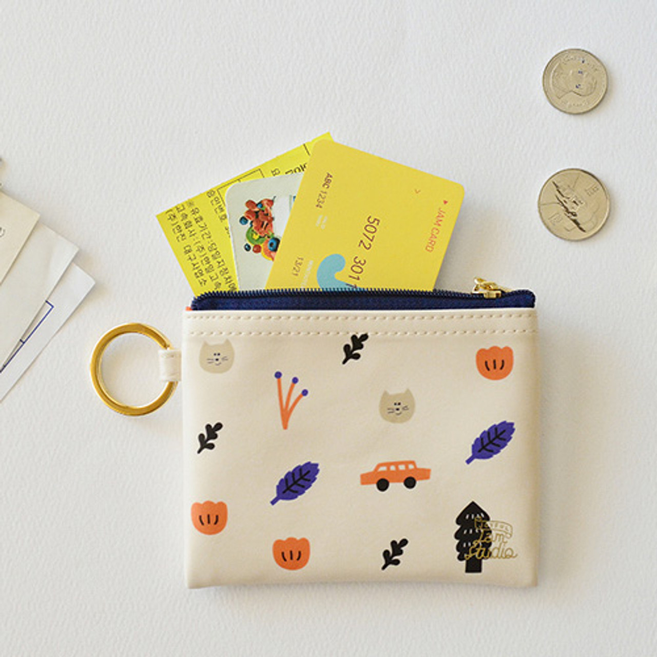 Jam studio In the zoo coin card zipper wallet with key ring