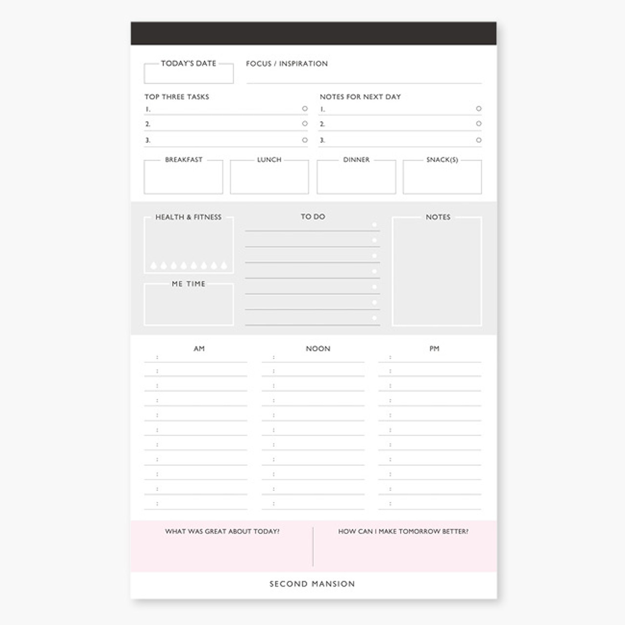 second mansion a5 daily notepad planner