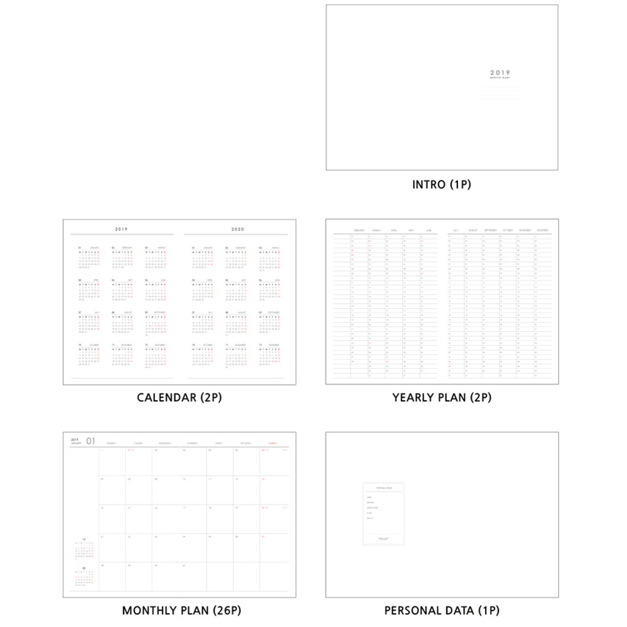 2019 simple and dot a4 size dated monthly planner scheduler
