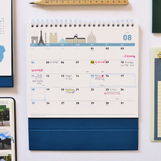 Jam studio 2019 World trip illustration spiral bound desk calendar