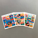 Design comma-B Retro illustration squared paper sticker