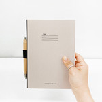 Gray - O-check Hardcover blank notebook with a pen holder