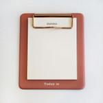 Front - N.IVY Today is small red clipboard holder with a notepad