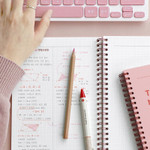 Usage example - ICONIC Vertically half divided wire bound A5 grid notebook