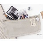 White gray - ROMANE 365 Cotton Flat Zipper Pencil Case