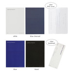 White, Blue charcoal, Blue, Black