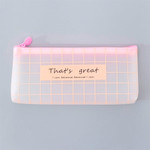 Square - Brisk Style Clear And Pink Zipper Pencil Case