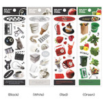 Black, White, Red, Green - Small Object Removable Sticker Pack