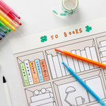 Color in Bookcase - Bookfriends Create 50 Books Reading Tracker Poster