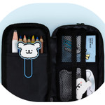 Front Compartmet 3-sided opening - Maltese Double Zipper Pencil Case Pouch