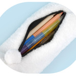 Wide Space - Maltese Fluffy Maltese Puppy Plush Pencil Case