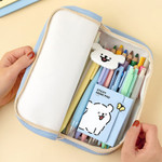 180° Opening - Maltese Puppy Canvas Large Pencil Case
