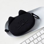 Adorable Black Cat Design - Romane Brunch Brother Black Mogry Card Wallet With Carabiner