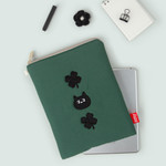 Nylon Pouch - All new frame Black Cat With Clover iPad Mini Tablet Pouch (8.3")