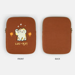 Brown - All new frame Luc-ky Cat iPad Tablet & 13-inch Laptop Sleeve