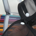 With Snap Button - Brisk Style Round Standing Large Capacity Mesh Pencil Case