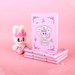 Cute Design - Esther Bunny Lovely Pink B6 Hardcover Lined & Grid Notebook
