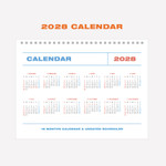 2028 Yearly Calendar - Indigo 2026-2027 Gibon 18 Months Desk Calendar