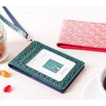 Ardium Colorful pattern bifold flat card case with neck strap