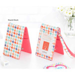 Ardium Colorful pattern bifold flat card case with neck strap
