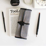 Indigo The Basic canvas roll check pattern pencil case ver.2