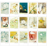 Indigo Willow garden illustration mini postcard set