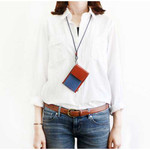 Indigo The basic M denim card case holder with neck strap