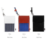 Indigo The basic M denim card case holder with neck strap