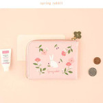 Livework Piyo cute pattern half zip around card wallet