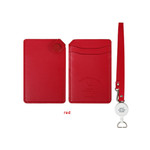 Red - Smiley flat card holder with reel strap