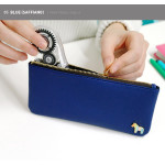 Blue - Pony handmade flat pencil case A