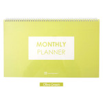 Olive green - Wirebound simple monthly desk planner