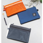 Double pocket mesh zipper pouch large
