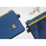 Navy - Double pocket mesh zipper pouch large