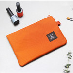 Orange - Double pocket mesh zipper pouch large