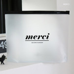 Merci - Black typo clear zip lock pouch large