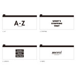 Black typo clear zip lock pouch slim
