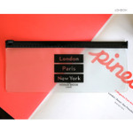 London - Black typo clear zip lock pouch slim