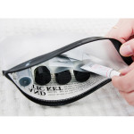 Travel clear zip lock pouch with plastic bottles