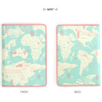Line - World map pattern RFID blocking passport