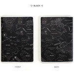 Black - World map pattern RFID blocking passport