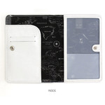 Black - World map pattern RFID blocking passport
