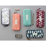 Basic pattern canvas pencil case pouch