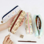 World map pattern zipper pencil case