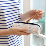 Line - World map pattern zipper pencil case